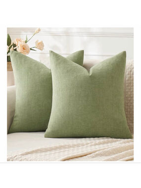 NEW MIULEE Set of 2 Sage Green Couch Pillow Covers 18”, Set of 2 Chenille